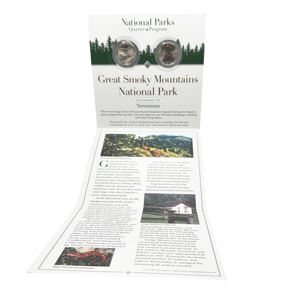 Great Smoky Mountains National Park Quarter Set Nature Gift Collectible 2014 - Picture 5 of 5